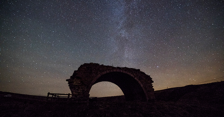 Rookhope Arch with starry night sky 